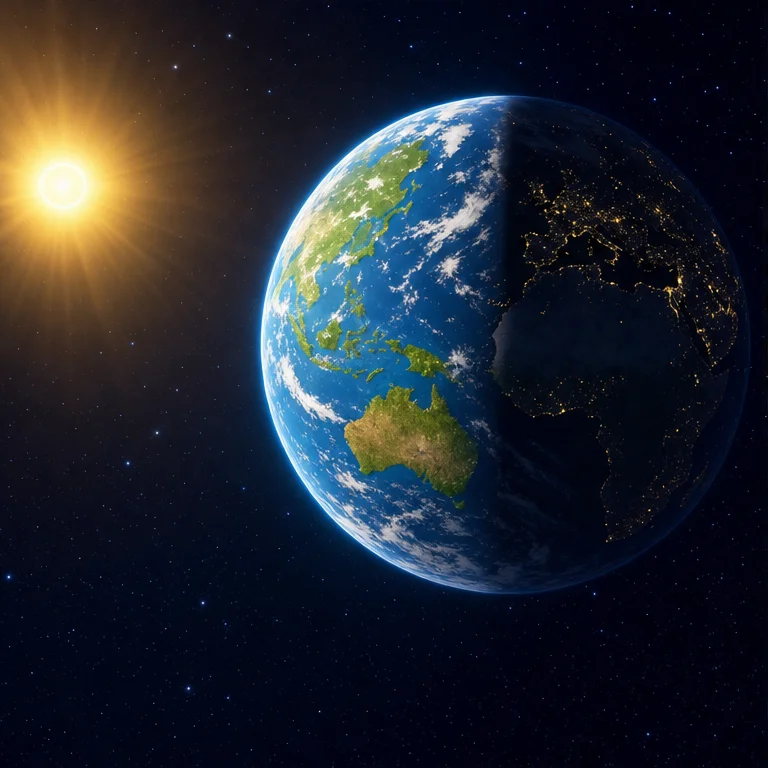 太陽の光が当たるところは、昼です。
光が当たりにくいところは、夜です。
地球には、昼と夜があります。