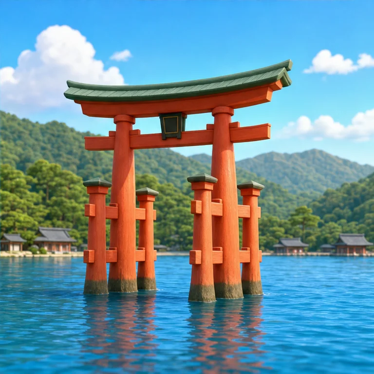 Miyajima is in Hiroshima Prefecture.
You can see a large red torii gate in the sea.
Matsushima, Amanohashidate, and Miyajima together are called Japan's Three Scenic Views.