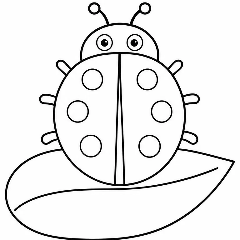 Now, let’s color it all by yourself.
You can look at the colors on page 1.
Try coloring the ladybug’s patterns carefully too.