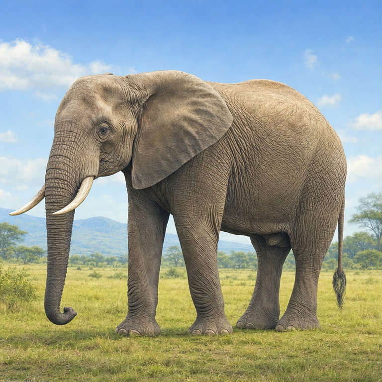 ぞうは、とても大きな動物です。
長い鼻と、大きな耳があります。
足は太くて、体をしっかりささえます。