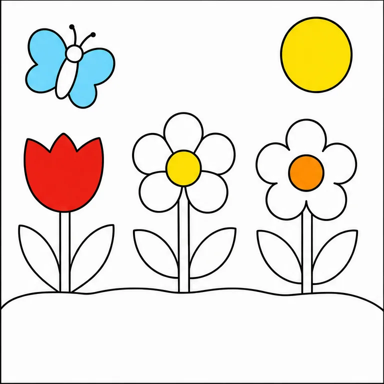 すこしだけ、いろが ぬってあるよ。
しろい ところが たくさん のこっているね。
みほんを 見ながら、つづきの いろを ぬってみよう。
