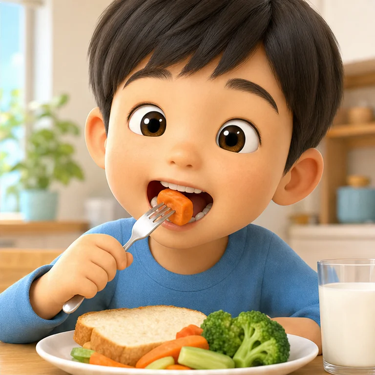 歯は、食べものをかむときに使います。
大きな食べものも、かむと小さくなります。
よくかむと、飲みこみやすくなります。