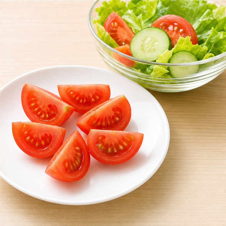 トマトは、よく洗ってから食べます。
そのまま食べたり、サラダに入れたりします。
少しすっぱい味や、あまい味がします。