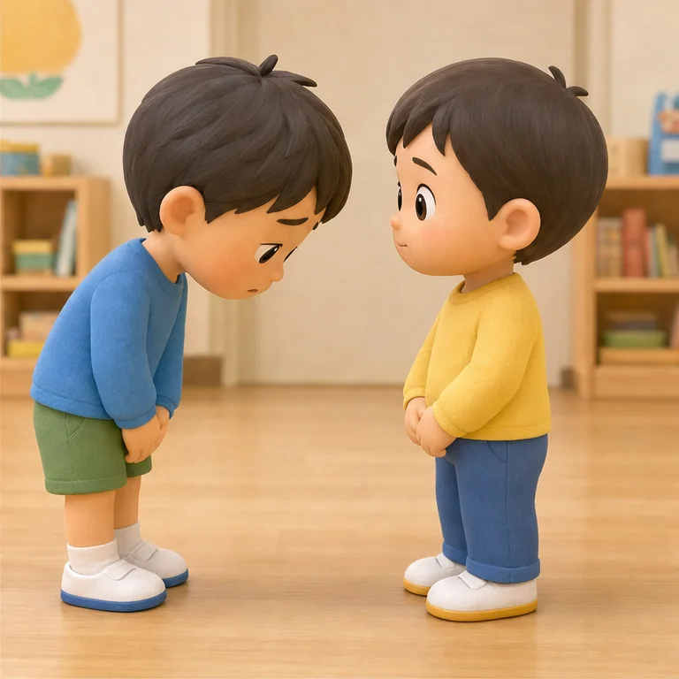 「ごめんなさい」は、相手に向かって言います。
大きすぎない声で、やさしく言います。
気持ちをこめると、伝わりやすいです。