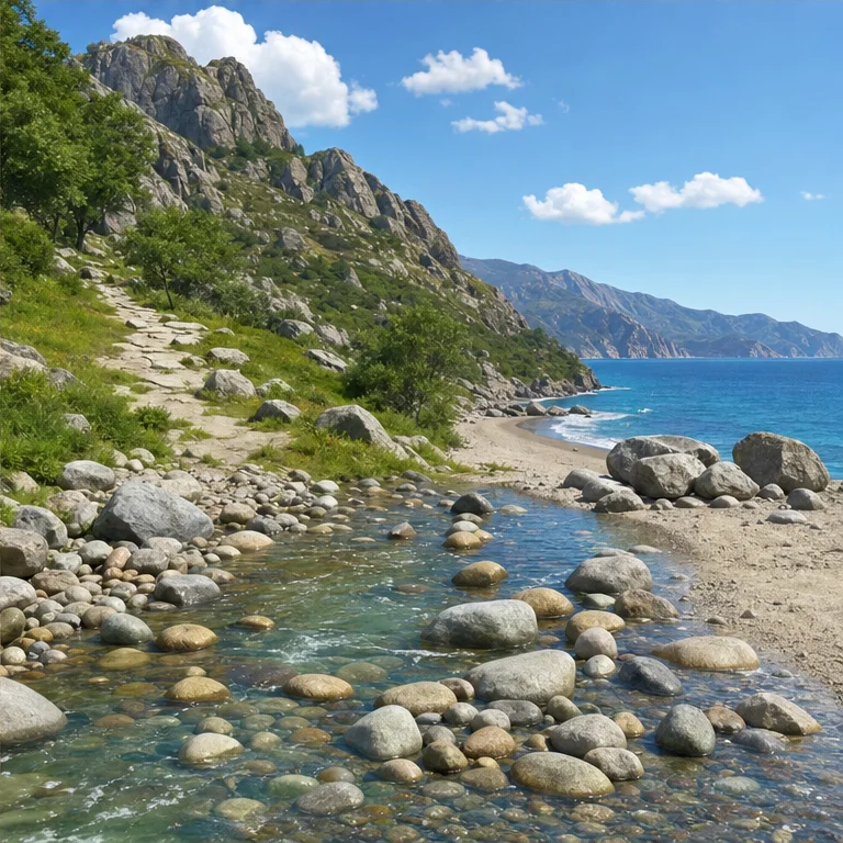 Stones and rocks are found in many places.
You can find them near rivers, mountains, and the sea.
Some stones roll in the water and become round.