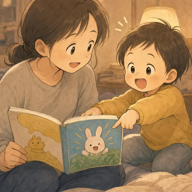 読み始めると、子どもはいつもの場面で体を少し前に出しました。
私が言葉を読み切る前に、子どもが先に「ばあ！」と声を出します。
ページをめくるタイミングも、次に出てくる絵も、ちゃんと覚えているようでした。
何度も同じ本を持ってきていた時間の中で、子どもの中には小さな楽しみが積み重なっていたのだと気づきました。