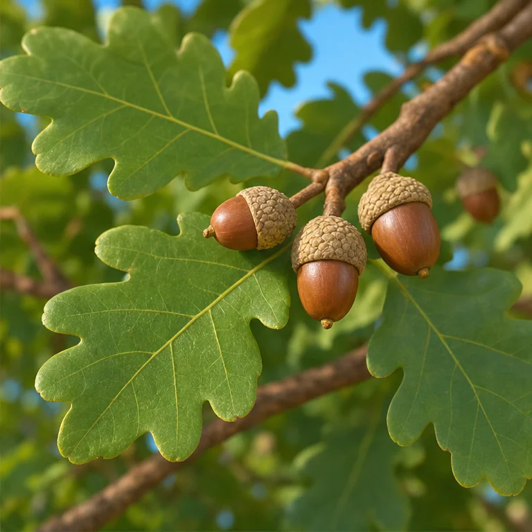Acorns grow on tree branches.
They grow on trees such as konara oaks and sawtooth oaks.
Near the leaves, they slowly grow bigger.