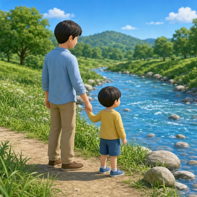 川を見るときは、大人といっしょに行きます。
水の近くでは、走りません。
川の音や流れを、よく見てみましょう。