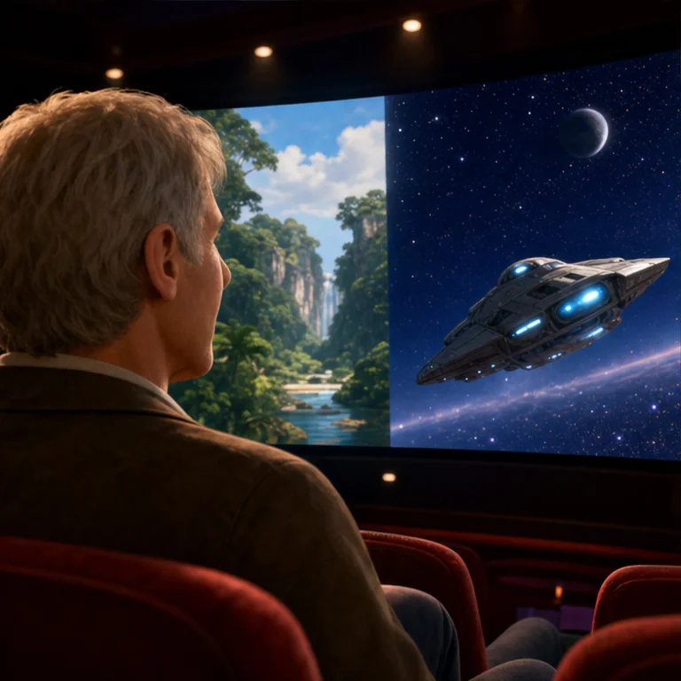 ハリソン・フォードさんは、ぼうけんの映画で有名です。
宇宙が出てくる映画にも出ました。
強くて、ゆうきのある役を演じることが多いです。