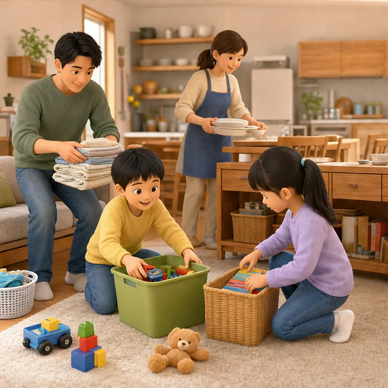 가족은 모두 함께 도와요.
정리나 식사 준비를 할 수 있는 사람이 도와요.
작은 일이라도 도와주면 기쁜 일이에요.