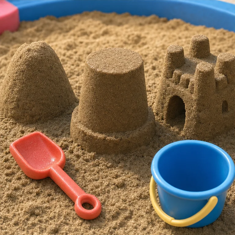When you squeeze wet sand, it becomes a shape.
You can make hills or put it into molds.
If you touch it gently, the shape may crumble.