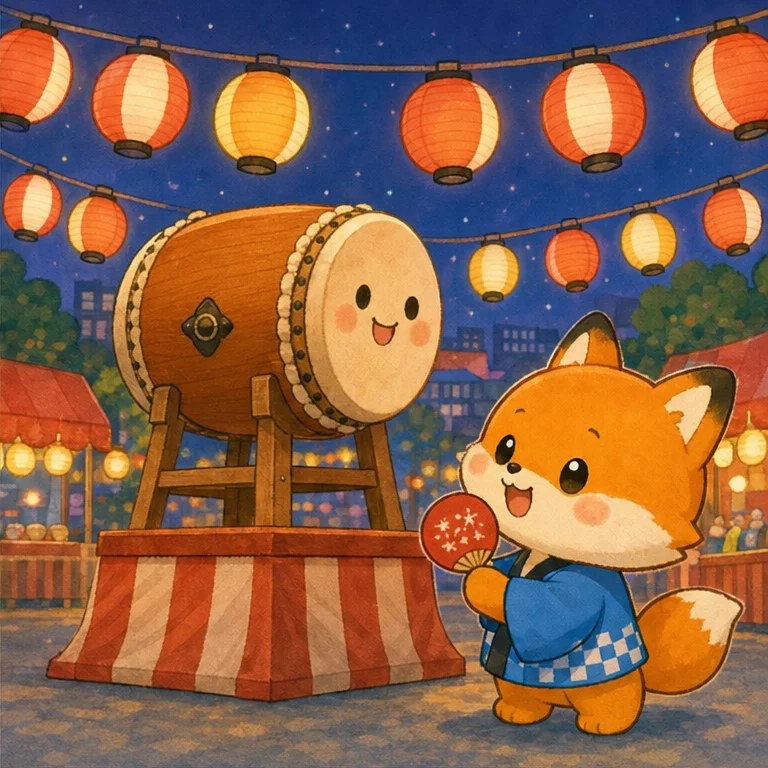 축제에는 초롱이 장식돼요.
북소리가 둥둥 하고 들릴 때도 있어요.
보고 들으면서 즐거운 마음이 들어요.