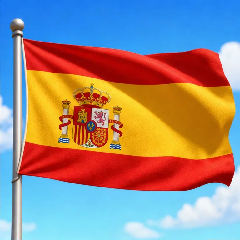 スペインの旗は、赤と黄色が目立ちます。
赤、黄色、赤のしまがあります。
サッカーの応援でも、この色をよく見ます。
