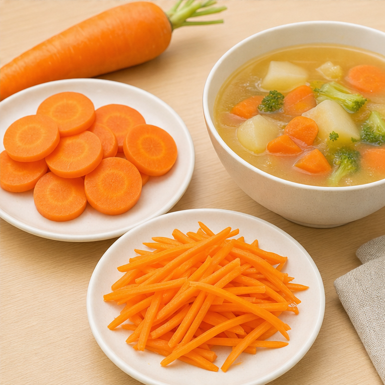 にんじんは、よく洗ってから食べます。
小さく切って、料理に入れることができます。
スープやカレー、サラダにも使われます。