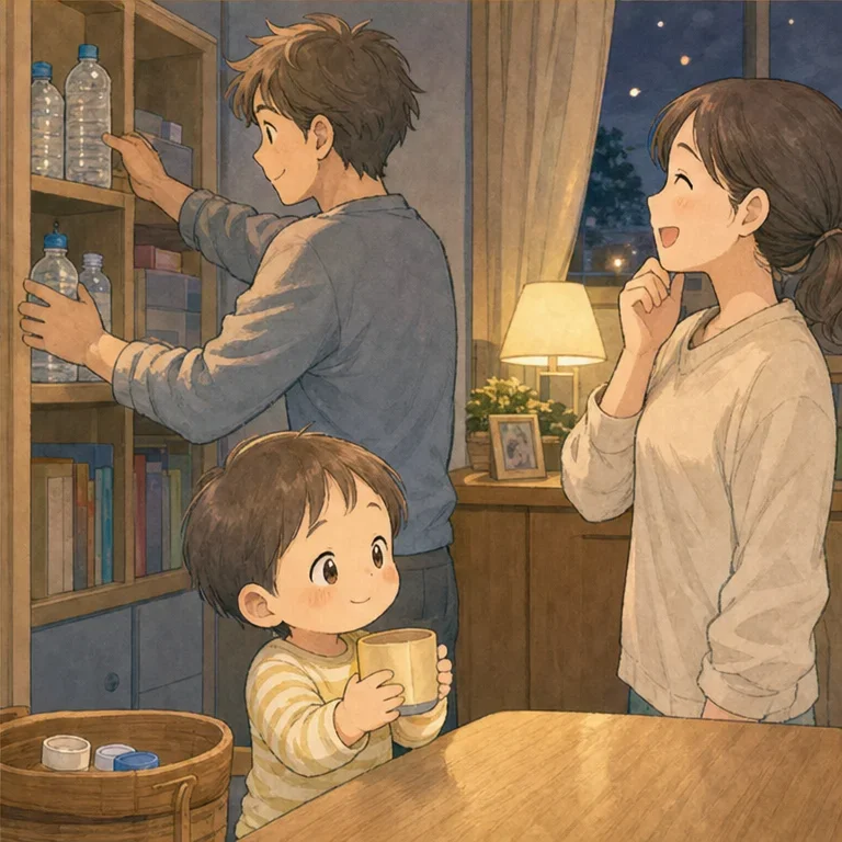 その日の夜、ペットボトルの置き場所を少し変えました。
ふたは小さいから、開けたらすぐ片付けることにしました。
でも、片付けながらも、心の中では何度も思っていました。
昨日までできなかったことが、今日できるようになる。うれしくて、少し大変で、これが2歳なんだなと思いました。