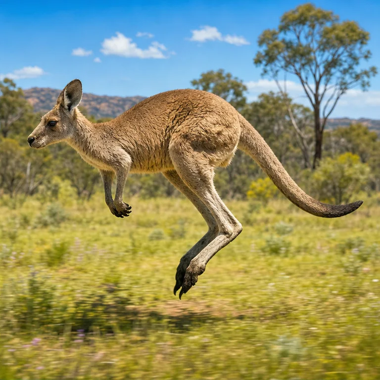 Kangaroos often move by hopping rather than walking.
They hop with their big hind legs.
Their tails help them keep their balance.