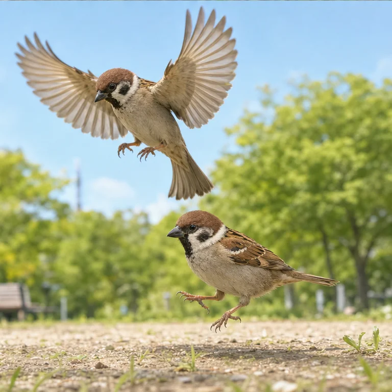 Sparrows spread their wings and fly.
On the ground, they hop, hop, hop.
Sometimes they chirp, “cheep-cheep.”