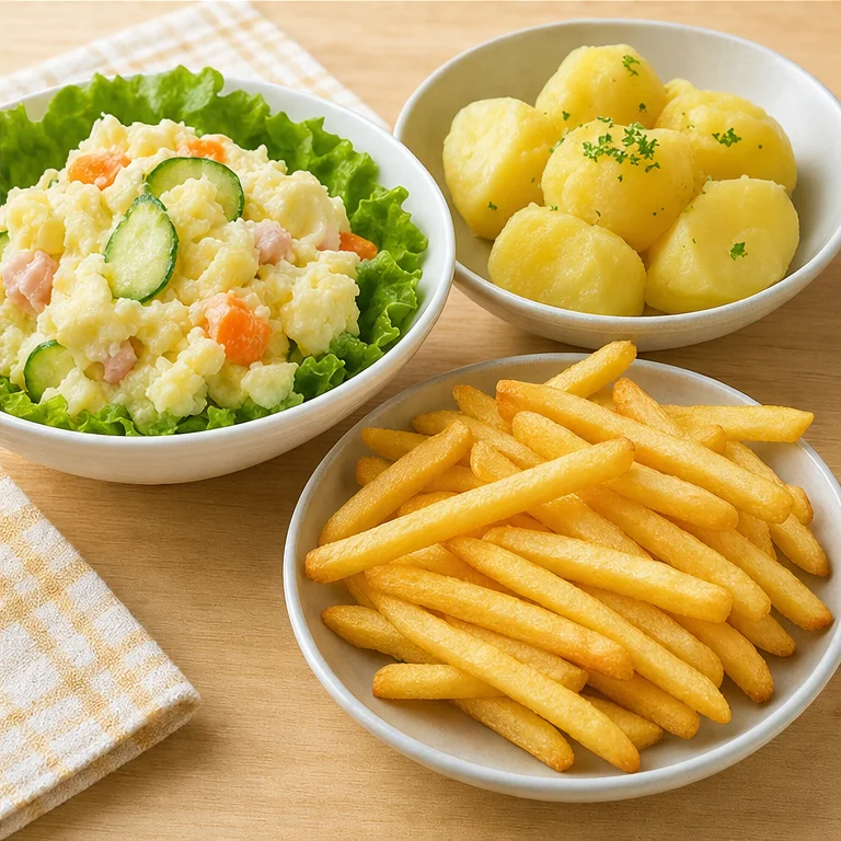 Potatoes are often eaten after they are cooked.
They can be boiled, baked, or fried.
They can also become potato salad or French fries.