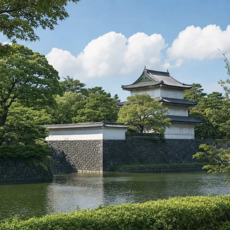 天皇陛下は、皇居という場所で大切な仕事をします。
皇居は、東京にあります。
木やお堀がある、しずかな場所です。