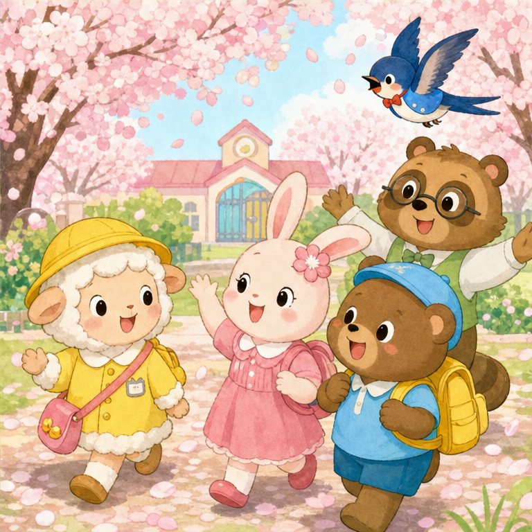 春は、新しいことが始まる季節です。
新しいお友だちや、新しい場所に出会うこともあります。
花が咲くように、みんなの毎日も楽しくふくらんでいきます。