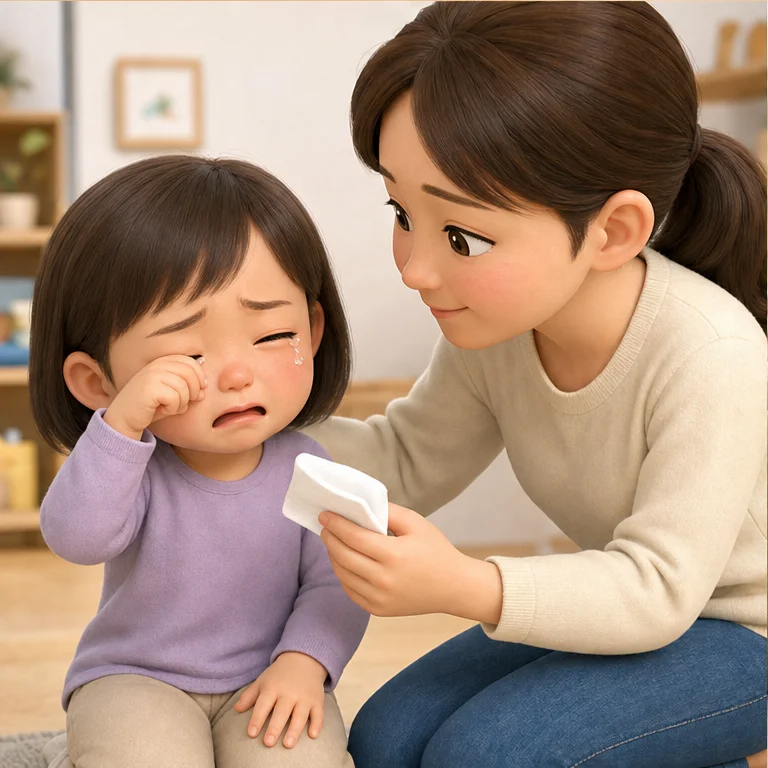 泣くことは、悪いことではありません。
涙は「つらいよ」「手伝って」のしるしになることがあります。
近くの大人に、気持ちを伝えてもいいです。
