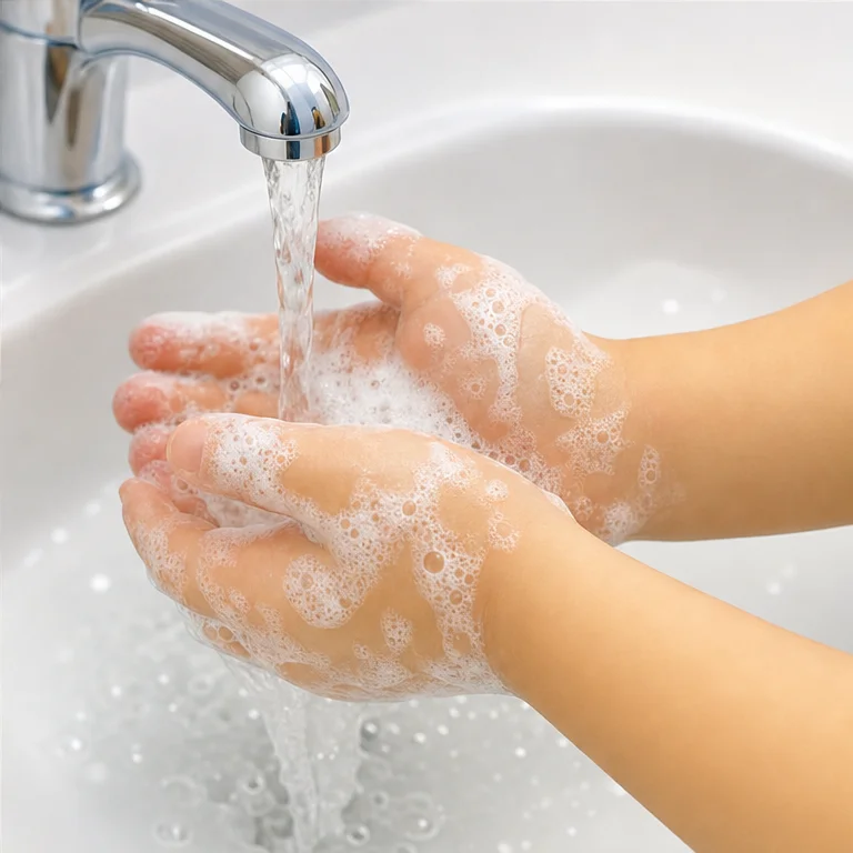 Hands touch many different things.
When you come home from outside, wash your hands.
When you wash with soap, your hands become clean.