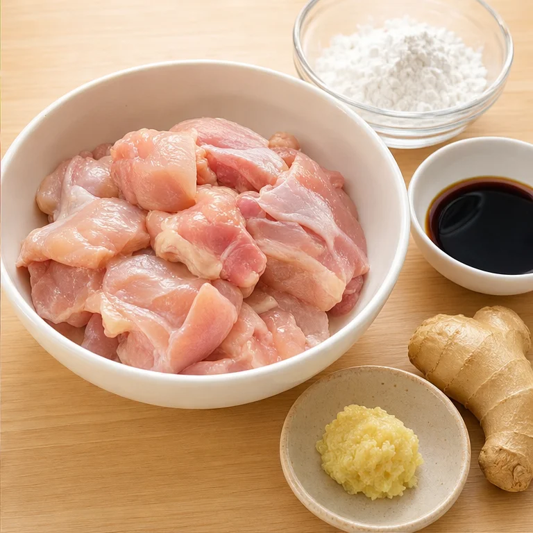 Karaage is made mainly from chicken.
The chicken is seasoned.
When it is coated with flour or starch, it becomes crispy when fried.