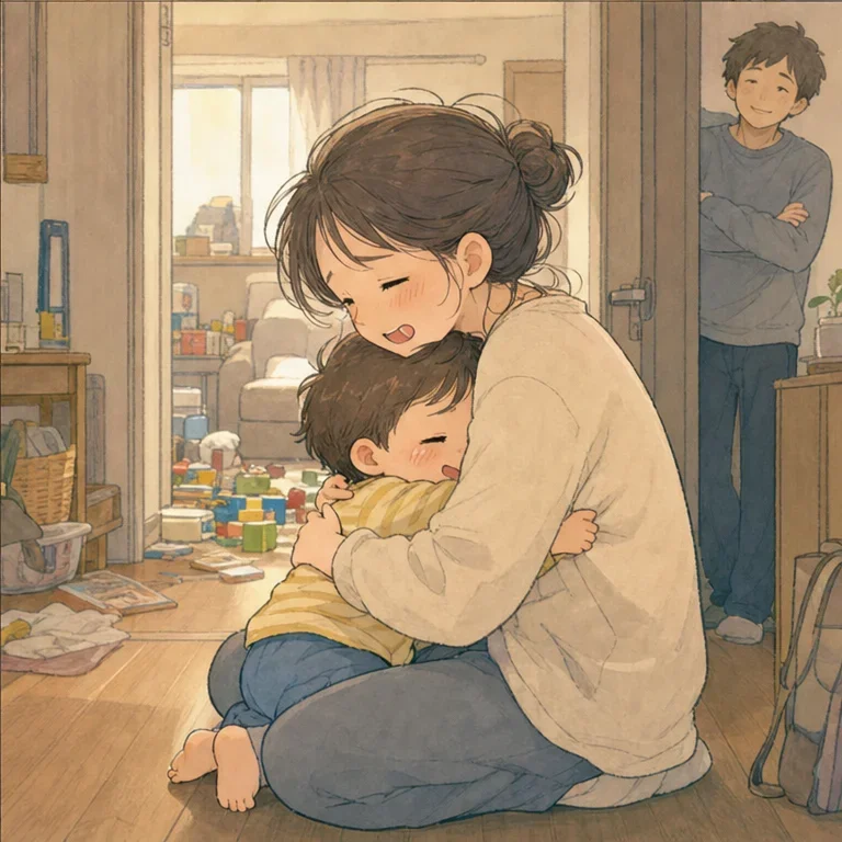 화장실에서 나오자, 아이는 곧바로 안겨 왔습니다.
저는 ‘아니, 화장실 정도는 혼자 가게 해 줘’라고 생각하면서도, 그 작은 등을 쓰다듬었습니다.
후追이 시기는 부모에게 숨이 막힐 만큼 힘든 날도 있습니다.
하지만 언젠가는 이쪽에서 불러도 오지 않는 날이 올지도 모릅니다. 그렇게 생각하니, 이 화장실 앞의 울음소리마저 가족의 추억 하나가 되었습니다.