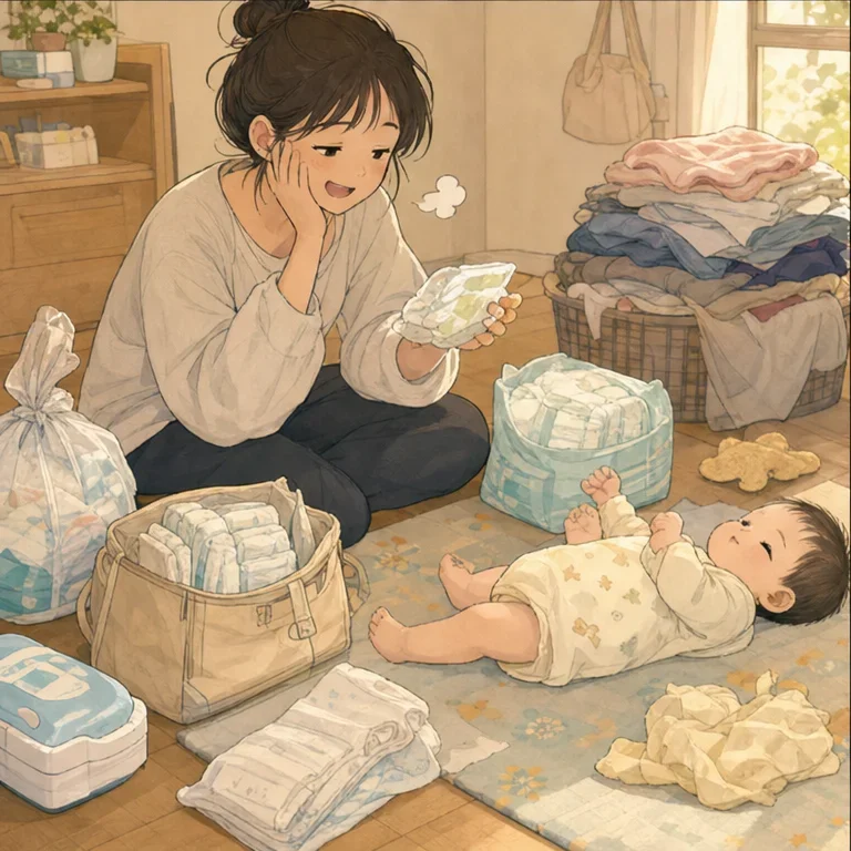 That day, no matter how many times we changed the diaper, another change was needed.
The bag we had just opened was already nearly half gone before I knew it.
The laundry, the trash bags, and the wet wipes all seemed to multiply on their own.
Even though the baby’s body was so tiny, I felt a little stunned by how completely they could change the rhythm of our lives.