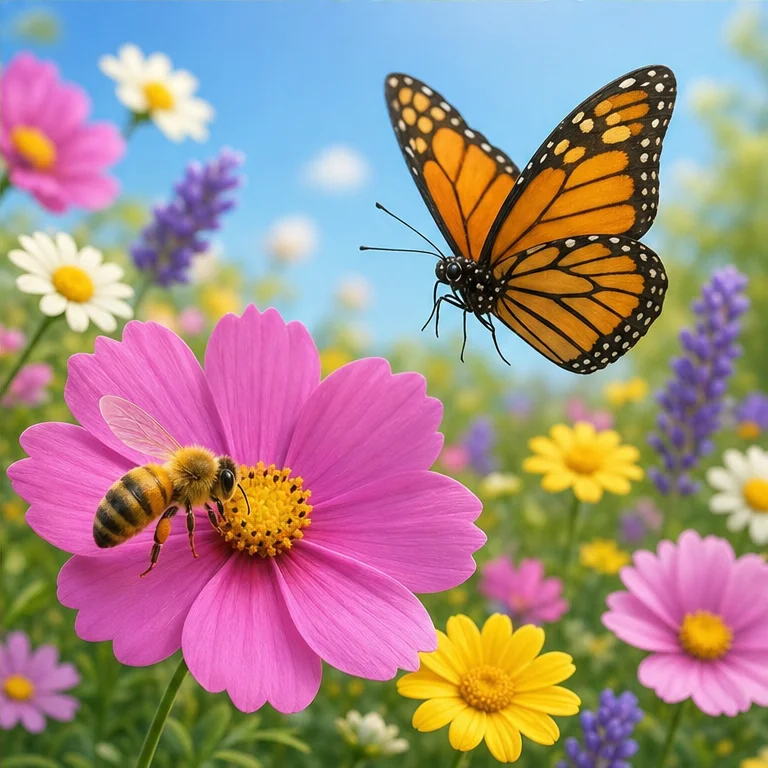 Butterflies and honeybees sometimes come to flowers.
Insects are attracted by the colors and scents of flowers.
Flowers live connected with insects.