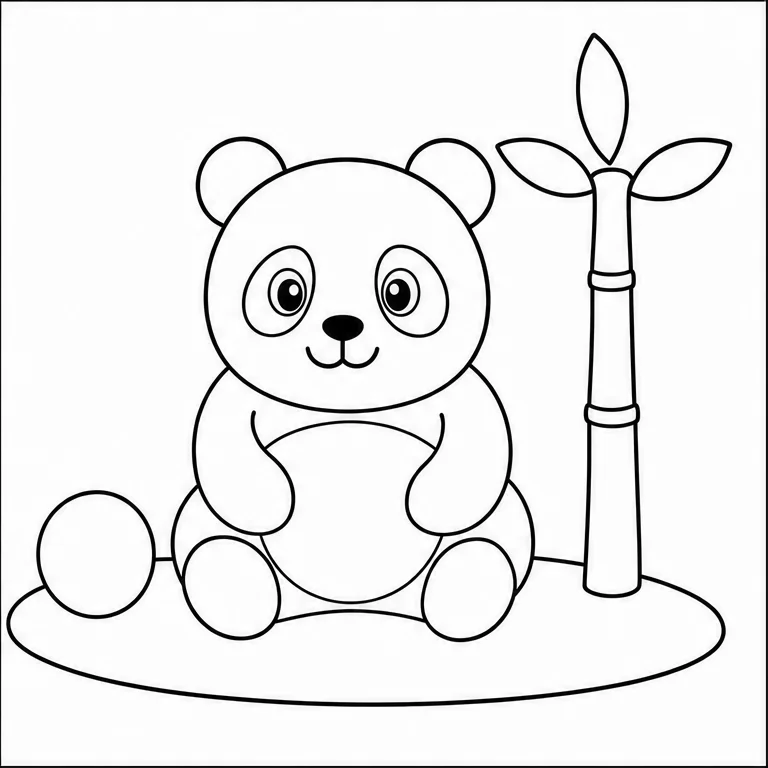 最后，全部自己来涂涂看吧。
也可以一边看第1页的范例一边涂哦。
把熊猫和竹子认真涂好，完成作品吧。