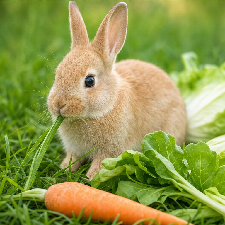 うさぎは、草や葉っぱを食べます。
にんじんや野菜を食べることもあります。
食べものは、よくかんで食べます。