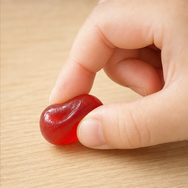 グミは、ゼリーに少し似ています。
材料を固めて、ぷにぷにした形にします。
さわると、少しやわらかく感じます。
