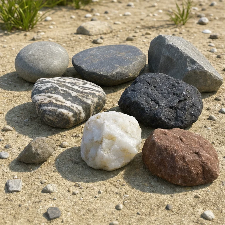 Stones come in many shapes.
There are round stones and angular stones.
They can also be white, black, gray, brown, and other colors.