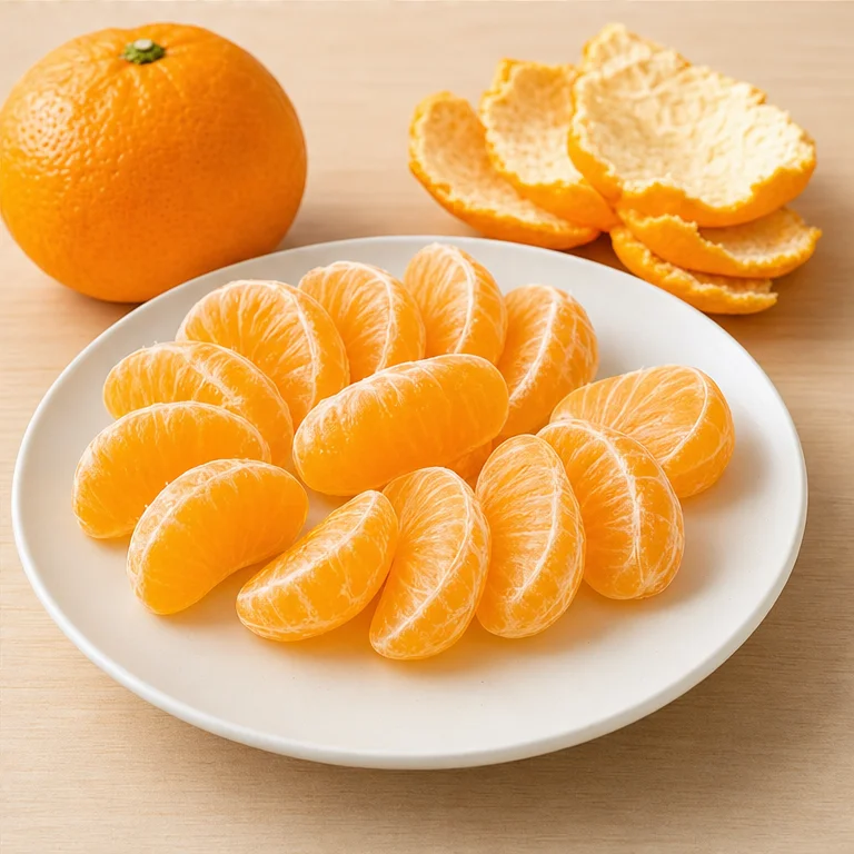 You peel a mandarin orange before eating it.
The segments are soft and juicy.
Some are sweet, and some are a little sour.