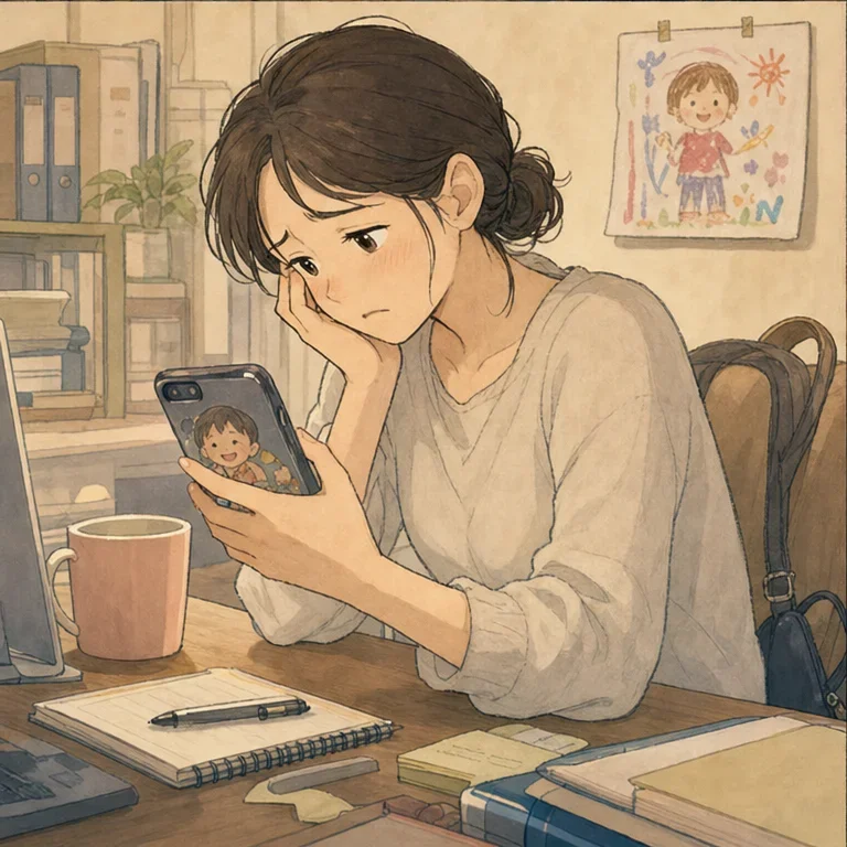園に着くころには、子どもはいつもより少し静かでした。
別れ際に小さく手を振ってくれたのに、私はその顔を一日中思い出していました。
仕事の合間にも、家事をしていても、頭の中で朝の自分の声だけが何度も響きました。
怒りたかったわけじゃない。怖い顔をしたかったわけでもない。そう思うほど、罪悪感がふくらんでいきました。