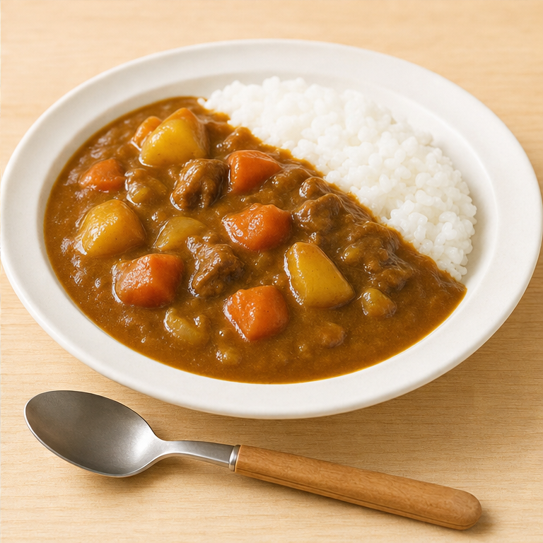 カレーは、いいにおいがする料理です。
あまいカレーや、少しからいカレーがあります。
あついときは、少し冷ましてから食べます。