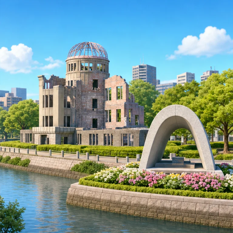 ずっと昔、戦争がありました。
広島に、とても大きな爆弾が落とされました。
たくさんの人が、つらい思いをしました。