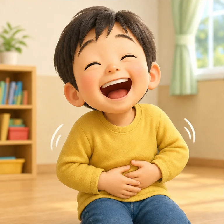 笑うと、「ははは」と声が出ることがあります。
おなかや肩が、少し動くこともあります。
たくさん笑うと、体も元気に感じます。