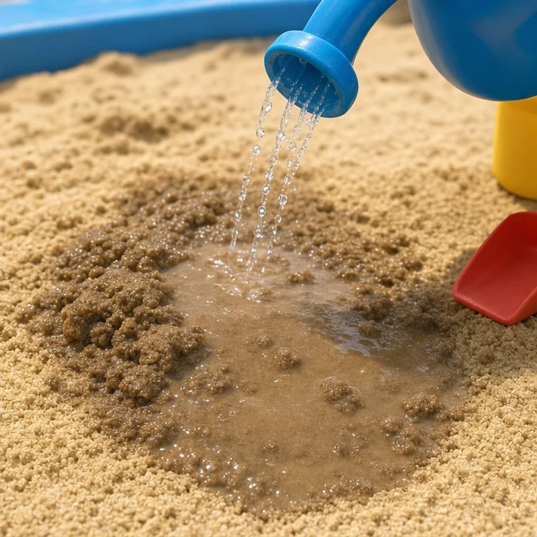 When you mix water with sand or soil, it becomes mud.
Mud is soft and sticky.
When there is a lot of water, it becomes very muddy.