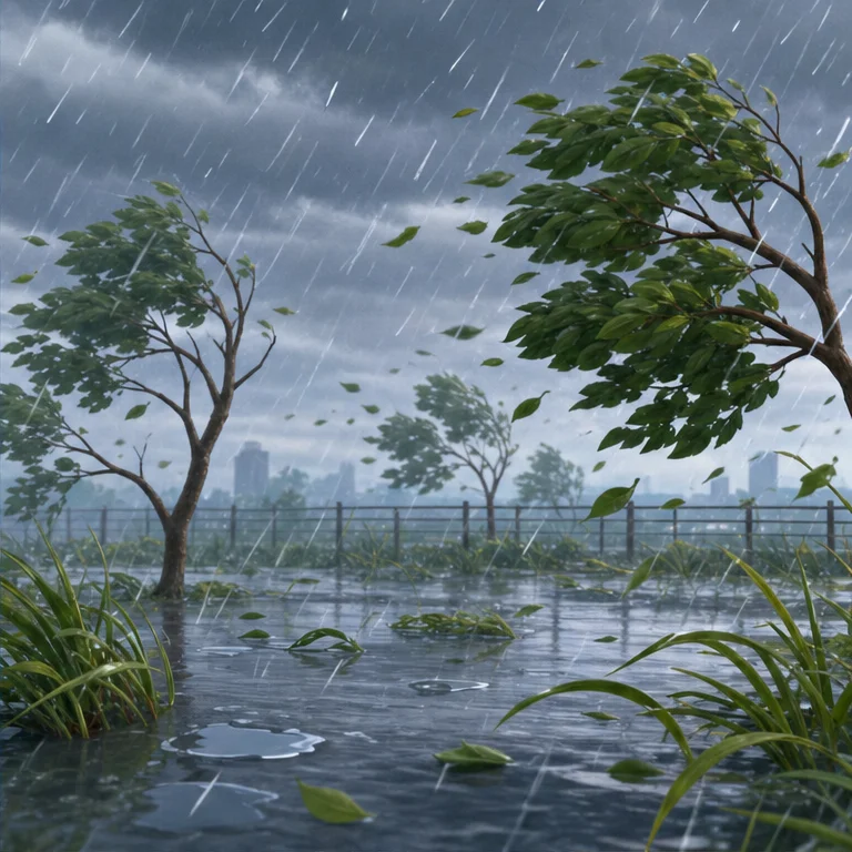 When a typhoon comes close, the wind becomes strong.
Sometimes, a lot of rain falls.
Things outside may sway and move.