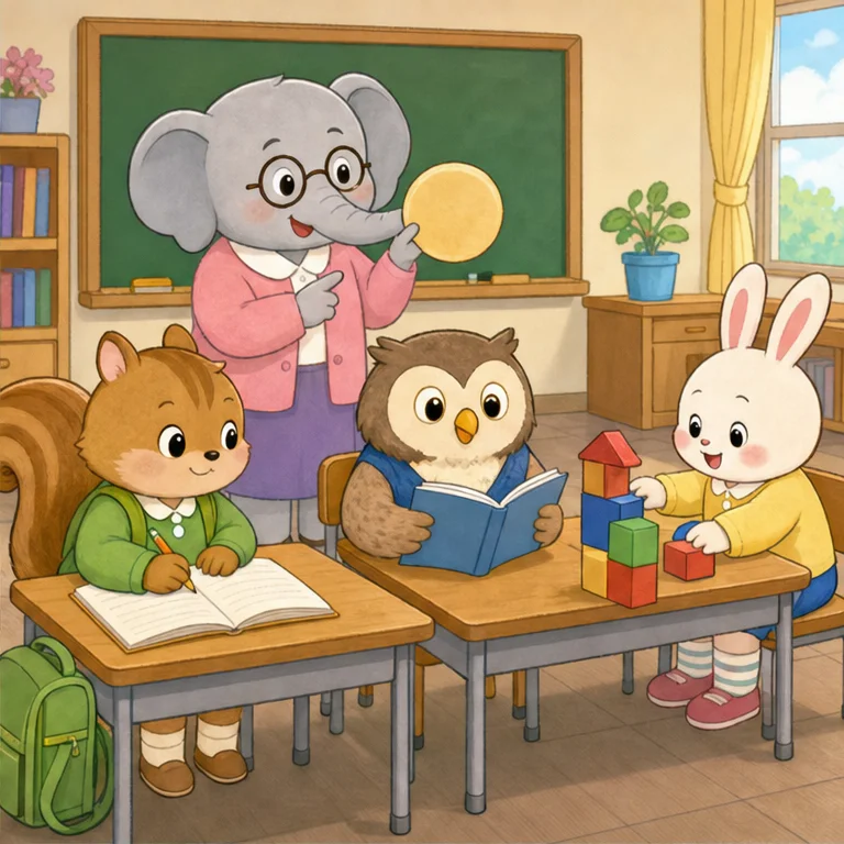 At elementary school, children listen to the teacher in the classroom.
They learn letters and numbers, picture books, songs, drawing, and more, little by little.
When they do not understand something, the teacher kindly helps them.