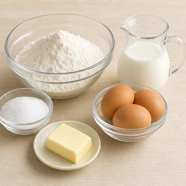 Cake is made from many different ingredients.
It often uses flour, eggs, sugar, milk, and more.
When you mix them and bake them, they become a fluffy cake layer.
