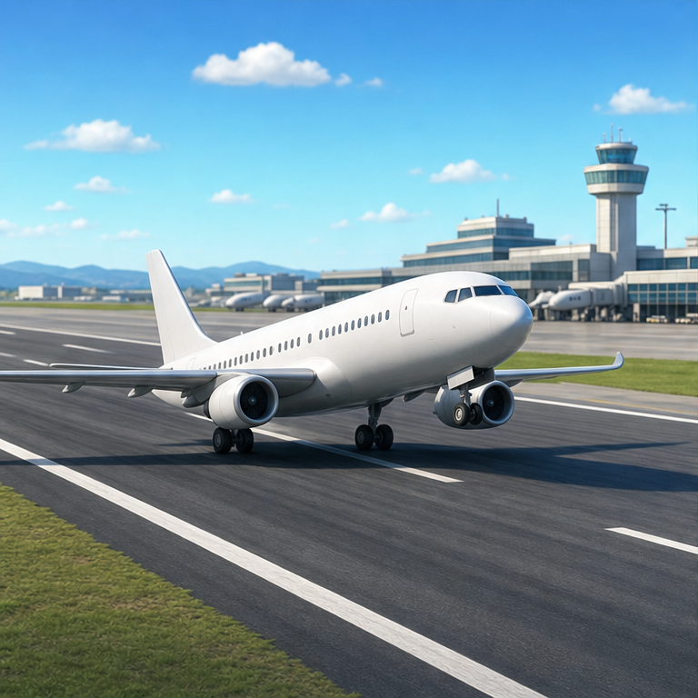 ひこうきは、空港から出発します。
かっ走路を速く走って、空へとびます。
帰ってくるときも、かっ走路におります。
