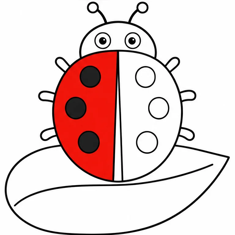 A little bit has already been colored.
Try coloring the rest of the white parts.
Look for the same colors as the sample.