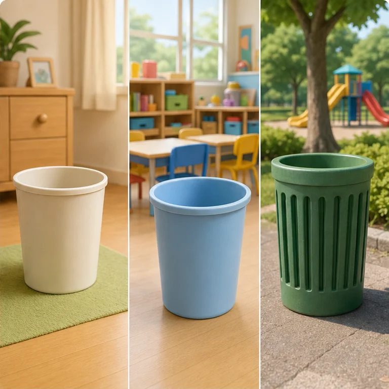 Trash cans are found in many places.
They are at home, in kindergarten, and in parks too.
When there is a place to put trash, everyone can feel comfortable.