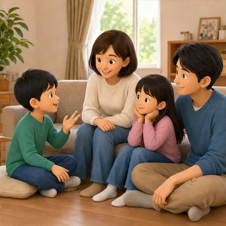 가족에게는 마음을 전해요.
“고마워”나 “기뻐”라고 말하면 마음이 따뜻해져요.
어려울 때는 가족에게 이야기해 보세요.