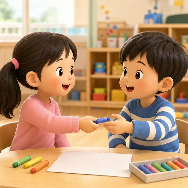 물건을 받았을 때도 고마워라고 말해요.
크레용을 빌렸을 때.
간식을 받았을 때도 쓸 수 있어요.