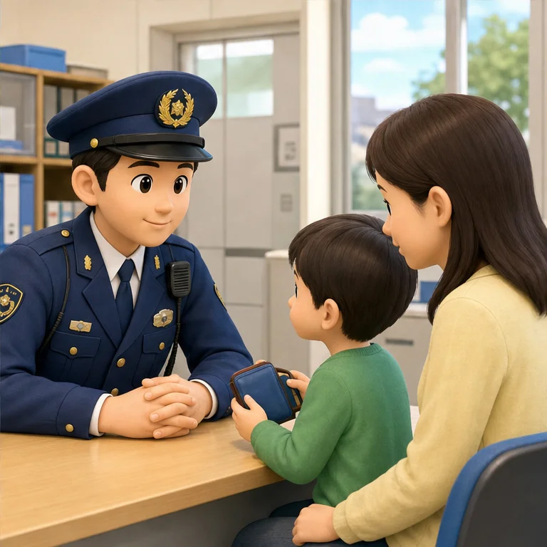 Police officers help people in trouble.
You can talk to them if you get lost or lose something.
When you are in trouble, tell them together with a nearby adult.