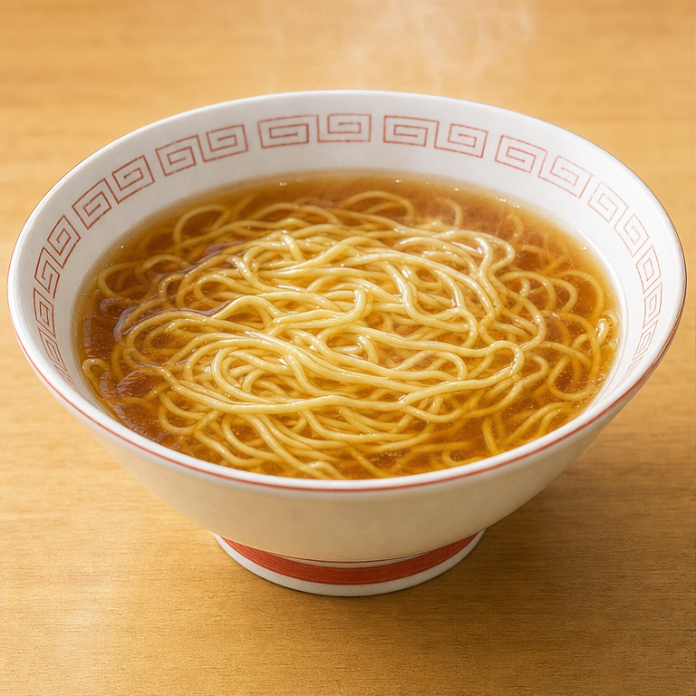ラーメンは、めんとスープの料理です。
あたたかいスープの中に、長いめんが入っています。
どんぶりという、深いおわんに入れて食べます。